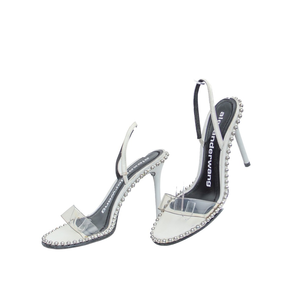 Alexander Wang Clear PVC and Silver Studded Slingback Heels